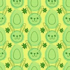 Easter eggs seamless rabbits pattern for wrapping paper and fabrics and linens and kids clothes print and spring party accessories