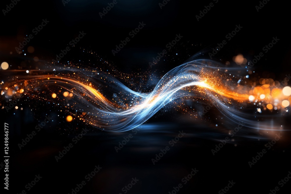 Poster swirling patterns of light and color create a mesmerizing visual in a dark setting