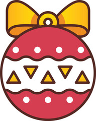 Obraz premium Red Christmas Ornament with Yellow Bow and Decorative Pattern