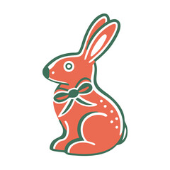 Obraz premium Chocolate bunny icon with bow, festive Easter decoration concept