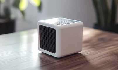 Air Monitor in Small Cube Shape with Side Air Vents, Perfect for Compact and Efficient Air Quality Control