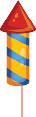 Colorful Rocket-Shaped Lollipop with Blue and Yellow Stripes

