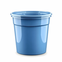 Blue plastic food container on white