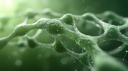 molecules and atoms on a large scale on green background
