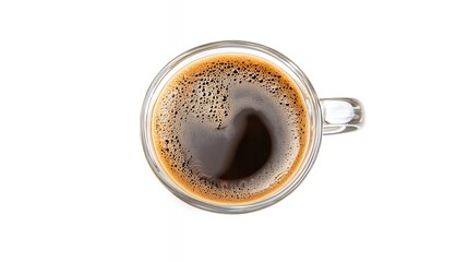 Overhead View Of Espresso In Clear Glass Cup