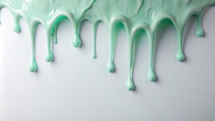 Slime drips slowly onto a pristine white surface creating a mesmerizing pattern, slow motion, isolated background, dripping slime, organic shape, liquid movement