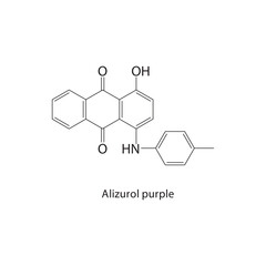 Alizurol purple skeletal structure.Anthraquinone compound schematic illustration. Simple diagram, chemical structure.