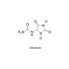 Allantoin skeletal structure.Ureide compound schematic illustration. Simple diagram, chemical structure.