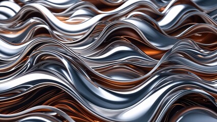 Obraz premium Shiny, intertwined waves of silver and brown. Premium wallpapers, posters and banners with a modern look.