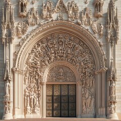 Obraz premium Ornate building entrance with sculpted figures