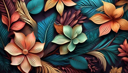 Colorful gold botanical background