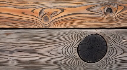 Close-up of a rustic wooden surface with detailed grain patterns and a natural knot, showcasing the beauty of aged wood texture, perfect for backgrounds, design, and artistic compositions.

