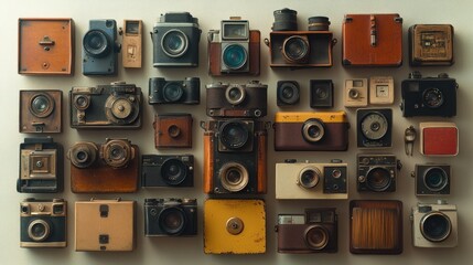 Obraz premium An Array of Classic Vintage Cameras: A Nostalgic Photography Collection