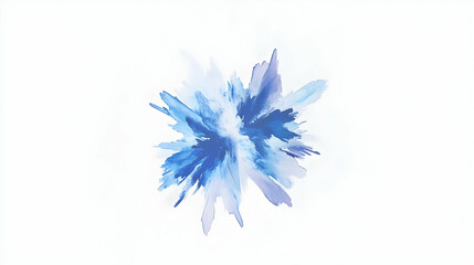 Blue paint explosion on white background; abstract art