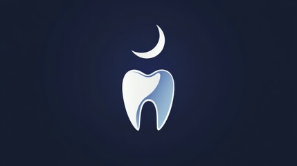 Logo design featuring a tooth and crescent moon on a dark background with customizable text area for branding purposes