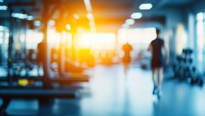 Fototapeta premium Blurry Gym Interior: A Sunlit Fitness Center
