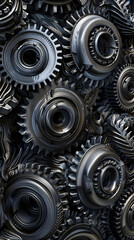 Intricate Interconnection of Gears and Cogs Representing Efficiency in Complex Mechanical Processes