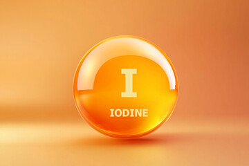 Glossy sphere with Iodine symbol
