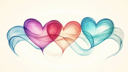 Heartbeats illustrated as abstract waves in a hand-drawn style, symbolizing synchronized love