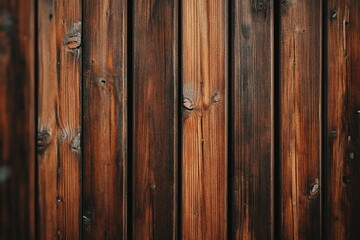 Naklejka premium Dark brown vertical wooden planks, rustic texture background.