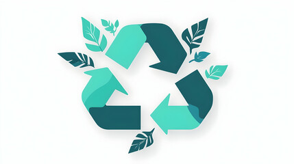 Green recycle symbol with leaves; eco-friendly concept