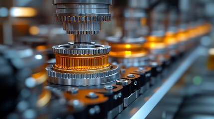 Close-up of machine parts being disassembled and repaired, focusing on the gearbox design components, symbolizing engineering precision and the complexity of modern systems. Empty space on the side.

