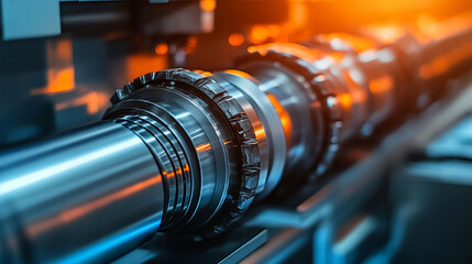 Close-up of machine parts being disassembled and repaired, focusing on the gearbox design components, symbolizing engineering precision and the complexity of modern systems. Empty space on the side.

