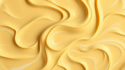 Obraz premium Spread of creamy yellow chocolate paste with artistic white streaks, high angle view, lunch, toast
