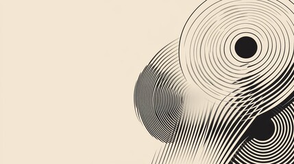 Abstract Concentric Circles Design in Black and Beige