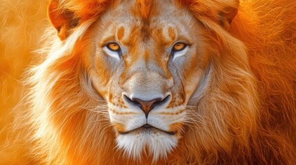 Fototapeta premium Majestic lion portrait, African savanna sunset, wildlife, nature