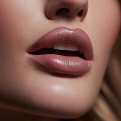 close up lips of young woman