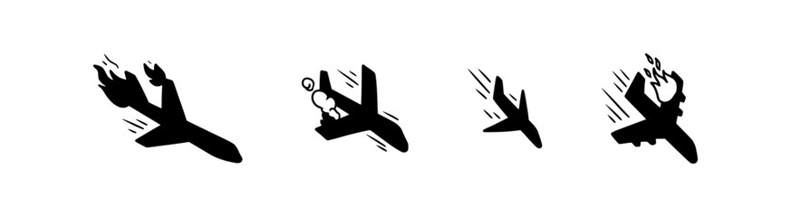 Plane crash icon illustration