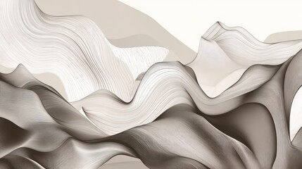 Abstract Wavy Lines Landscape in Earth Tones for Modern Backgrounds
