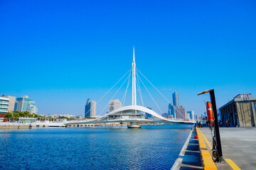 Kaohsiung, Taiwan, Republic of China, 01 25 2024: The landscape of Kaosiung pier 2 harbor and downtown