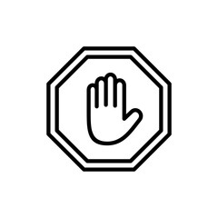 Fototapeta premium Stop icon vector. stop road sign. hand stop sign and symbol. Do not enter stop red sign with hand