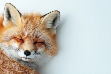 Obraz premium Close-up of a relaxed fox with a content expression against a light background