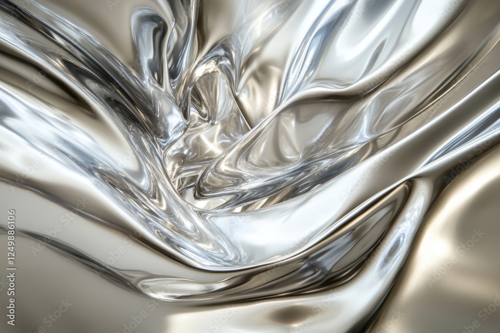 Canvas Prints Abstract silver fabric with elegant folds and reflective surface