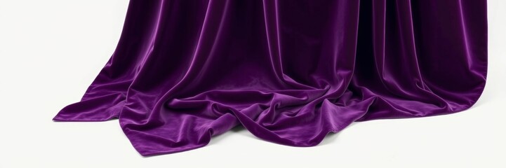 Fototapeta premium Purple velvet fabric draping elegantly with a luxurious mood against a light background