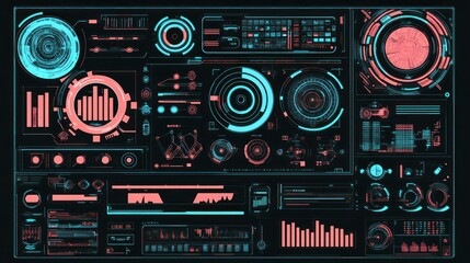 Fototapeta premium Futuristic HUD Interface Design with Intricate Data Visualization Elements