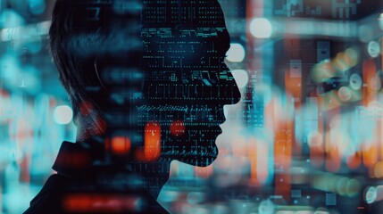 Digital Persona: Futuristic Silhouette in Cyberspace