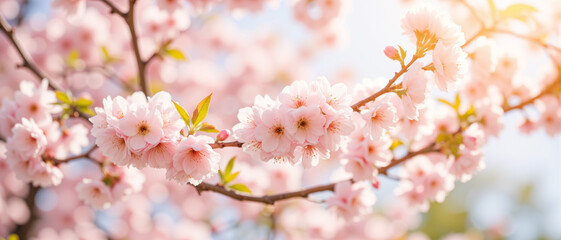 Cherry blossoms in full bloom radiating tranquility and beauty while capturing the essence of spring