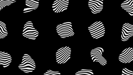 Abstract Striped Shapes, Hypnotic Black and White Animation, Modern Geometric Pattern. Animation featuring a dynamic pattern of black and white striped shapes. Visually engaging effect