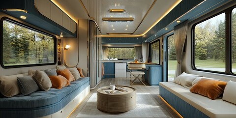 Luxurious Modern RV Interior Design Showcases Elegant Living Space