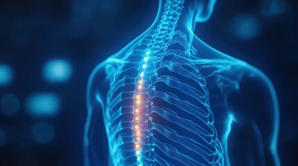 Glowing Spine Anatomy, Medical Illustration