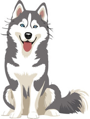 siberian husky dog mascot logo design concept vector illustration white background