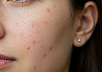Closeup Of Woman Face With Acne