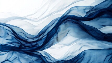 Cotton fabric displays stunning waves of natural indigo dye, creating a harmonious blend of blue and white. The abstract design provides ample space for text, ideal for promotional materials