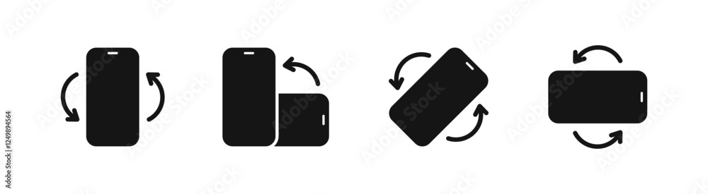 Wall mural device rotation icons. rotate mobile phone icons. device rotation with arrows. rotate smartphone. sm