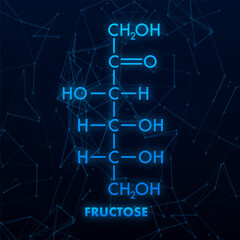 Fructose Molecular Structure with Plexus Effect Representing Chemical Formula