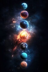 Aligned Celestial Bodies in Space